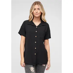 Blusa de musselina de mangas curtas para mulher Cloud5ive image-0