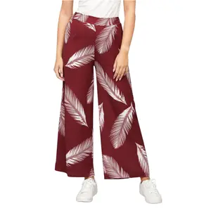 Calças largas com estampado de penas para mulher Cloud5ive image-0