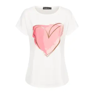 T-shirt de gola redonda estampado com coração para mulher Cloud5ive image-0