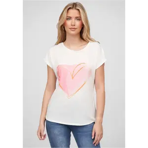 T-shirt de gola redonda estampado com coração para mulher Cloud5ive image-2