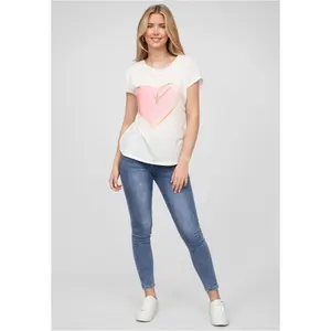 T-shirt de gola redonda estampado com coração para mulher Cloud5ive image-1