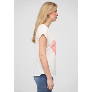 T-shirt de gola redonda estampado com coração para mulher Cloud5ive image-4