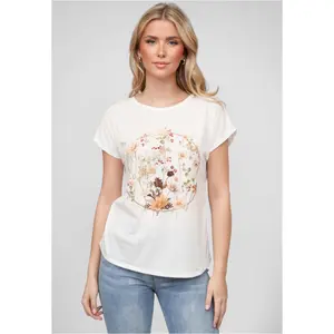 T-shirt de viscose estampado flores mulher Cloud5ive image-0