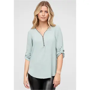 Blusa com zipper de musselina para mulher Cloud5ive image-0