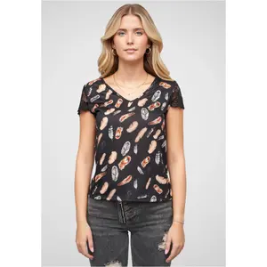Camiseta mulher com decote em V e rendas Cloud5ive image-0