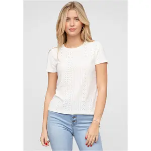Women's round neck and openwork T-shirt Cloud5ive image-0