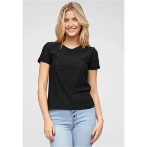 T-shirt de gola redonda com estampa furada para mulher Cloud5ive image-0