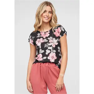 T-shirt de gola redonda e estampado floral para mulher Cloud5ive image-0