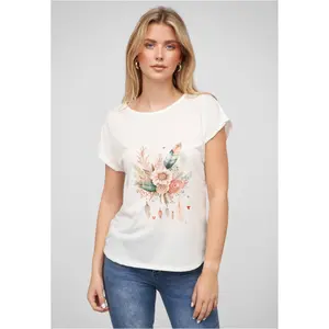 T-shirt de viscose com estampado de flores para mulher Cloud5ive image-0