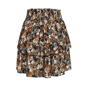 Minigonna donna a 2 strati con stampa floreale e arricciatura Cloud5ive image-1
