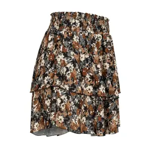 Minigonna donna a 2 strati con stampa floreale e arricciatura Cloud5ive image-2