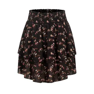 Falda de volantes con cinturón ancho en estampado floral Cloud5ive image-0