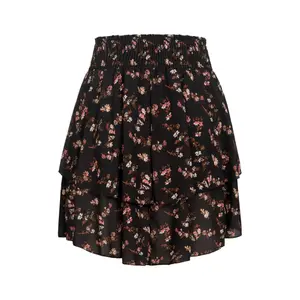 Falda de volantes con cinturón ancho en estampado floral Cloud5ive image-1
