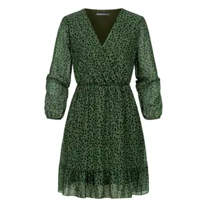Chiffon-Kleid mit V-Ausschnitt und Leopardenmuster, Damen Cloud5ive image-0