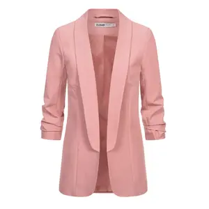 Blazer de mujer de manga 3/4 con corte abierto y fruncido Cloud5ive image-0