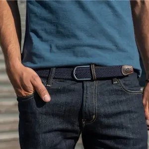 Elastische gevlochten riem Billybelt Bleu Marine image-1