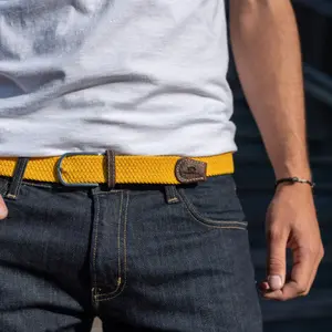 Ceinture tressée élastique Billybelt Jaune Safran image-1