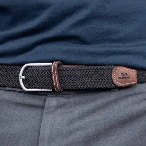 Elastische gevlochten riem Billybelt Noir Réglisse image-2