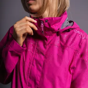 Women's waterproof hooded jacket with snap buttons CMP image-4