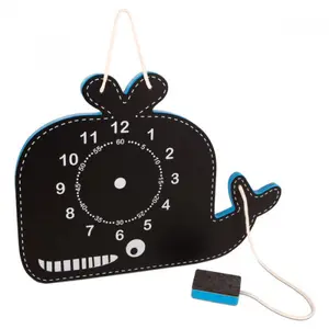2 in 1 wooden clock and whale board set ColorBaby image-0