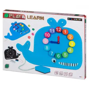 2 in 1 wooden clock and whale board set ColorBaby image-1