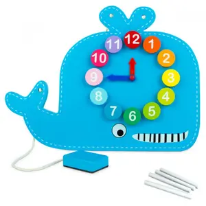 2 in 1 wooden clock and whale board set ColorBaby image-2