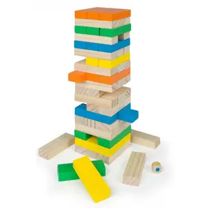 Wooden block tower 58 pieces ColorBaby image-1