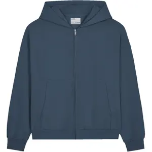 Oversized zip-up hoodie Colorful Standard Organic petrol blue