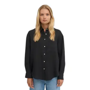 Übergroßes Leinenhemd Colorful Standard Deep Black image-1