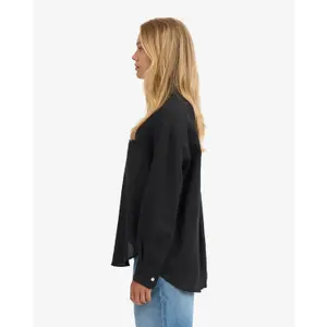 Übergroßes Leinenhemd Colorful Standard Deep Black image-3