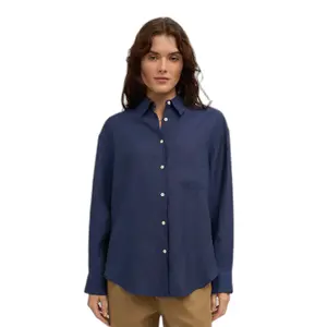 Übergroßes Leinenhemd Colorful Standard Marine Blue image-1