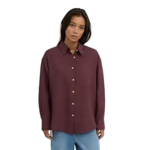 Übergroßes Leinenhemd Colorful Standard Oxblood Red image-1