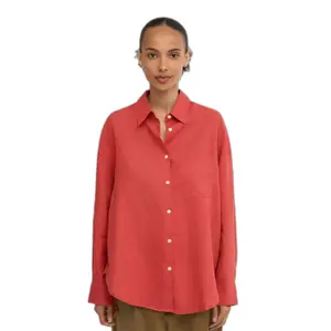 Übergroßes Leinenhemd Colorful Standard Red Tangerine image-1