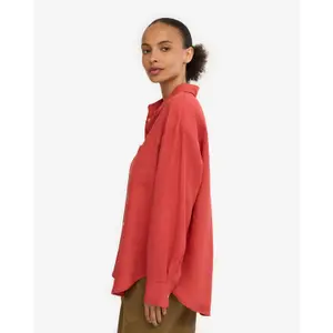 Übergroßes Leinenhemd Colorful Standard Red Tangerine image-3