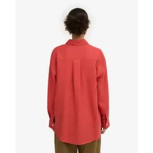 Übergroßes Leinenhemd Colorful Standard Red Tangerine image-4