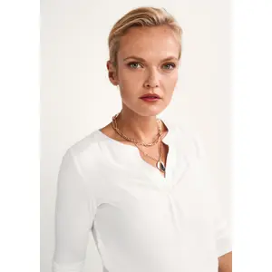 Satin Crepe Blouse with Tunisian Collar and 3/4 Sleeves Women COMMA image-2