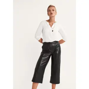 Satin Crepe Blouse with Tunisian Collar and 3/4 Sleeves Women COMMA image-6