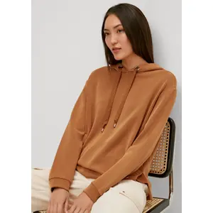 Fluid Shimmering Hooded Sweatshirt with Italian Pockets for Women COMMA image-6