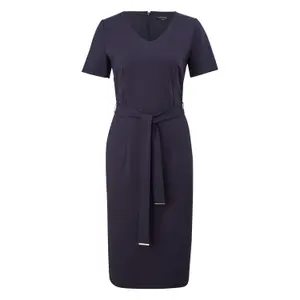 Women's Mid-Length Fitted Crepe Dress with Tied Belt COMMA image-0