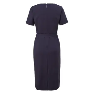 Women's Mid-Length Fitted Crepe Dress with Tied Belt COMMA image-1