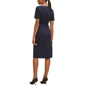 Women's Mid-Length Fitted Crepe Dress with Tied Belt COMMA image-5