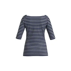 Women's Square Neck Striped Viscose Fitted T-shirt COMMA image-1