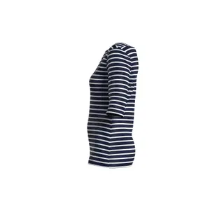 Women's Square Neck Striped Viscose Fitted T-shirt COMMA image-6