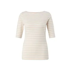 Women's Square Neck Striped Viscose Fitted T-shirt COMMA image-0