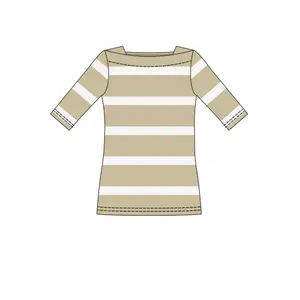 Women's Square Neck Striped Viscose Fitted T-shirt COMMA image-6
