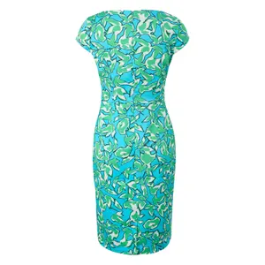 Short Cotton Satin Dress with Asymmetric Neckline for Women COMMA image-1