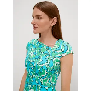 Short Cotton Satin Dress with Asymmetric Neckline for Women COMMA image-3
