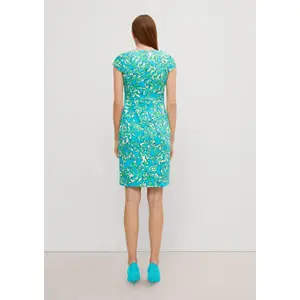 Short Cotton Satin Dress with Asymmetric Neckline for Women COMMA image-4
