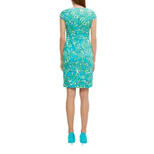 Short Cotton Satin Dress with Asymmetric Neckline for Women COMMA image-5