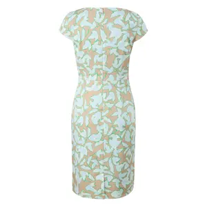 Short Cotton Satin Dress with Asymmetric Neckline and Invisible Zip Women COMMA image-1